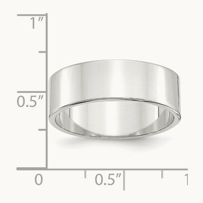 Lightweight Flat Band, 7mm, 10K White Gold