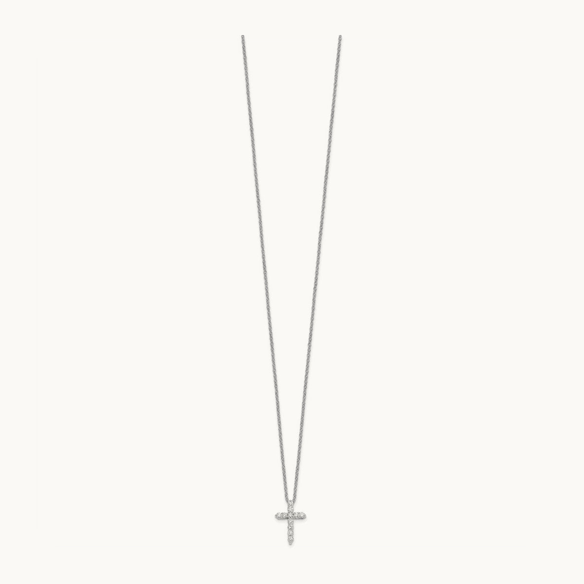 Diamond Cross 18 inch Necklace, 14K White Gold