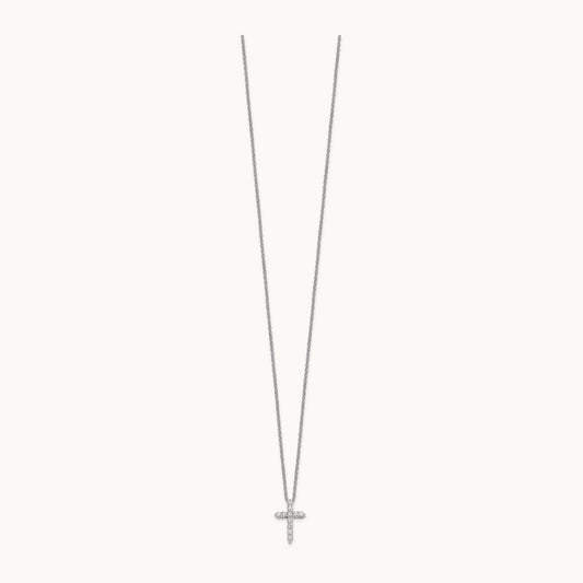 Diamond Cross 18 inch Necklace, 14K White Gold