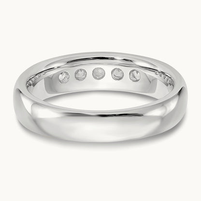 5-Stone Diamond Channel Band, 14K White Gold