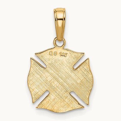 FIRE DEPT Shield Pendant, 14K