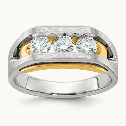 3 Stone Men's Ring, 1.00 ct tw Lab-Grown Diamond