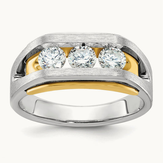 3 Stone Men's Ring, 1.00 ct tw Lab-Grown Diamond