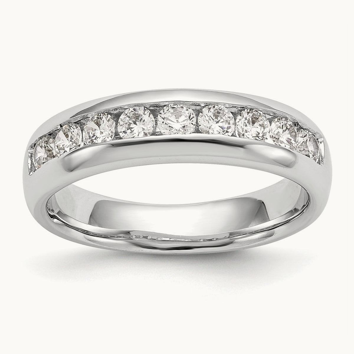 9-Stone Diamond Channel Band, 14K White Gold