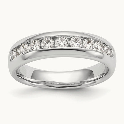 9-Stone Diamond Channel Band, 14K White Gold