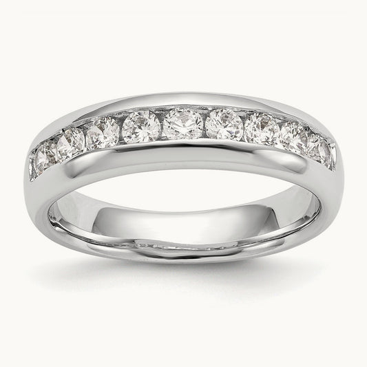 9-Stone Diamond Channel Band, 14K White Gold