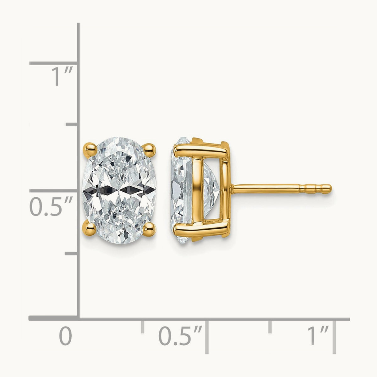 Oval Four-Prong Stud Earrings, 0.50-6.00 ct tw Lab-Grown Diamond — 4 ct, 14K Yellow Gold