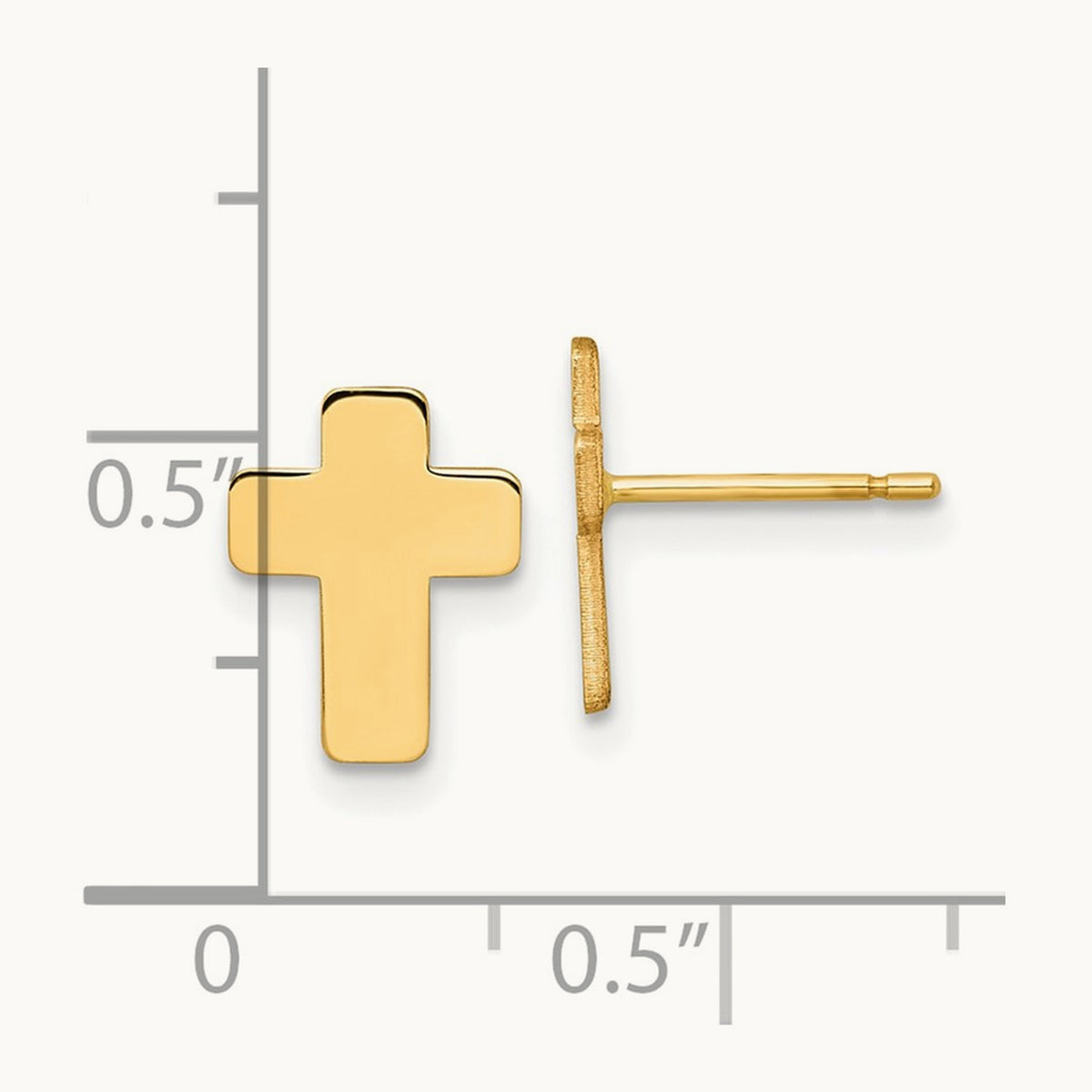 Polished Cross Post Earrings — 14K Yellow Gold