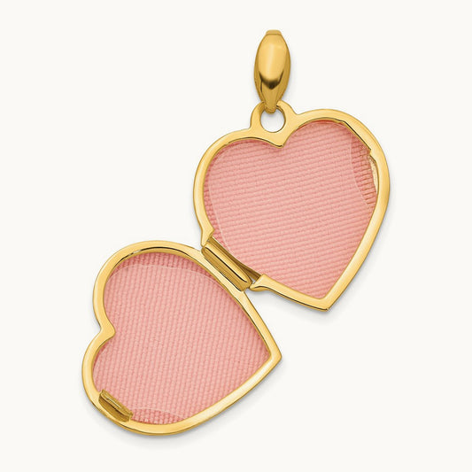 Diamond Princess Locket Pendant, 16mm, 14K Yellow Gold