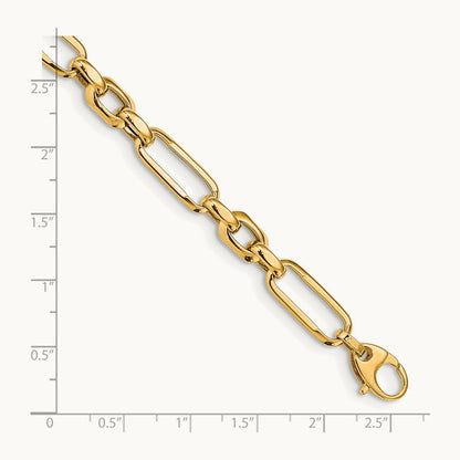 Polished Fancy Link Bracelet, 14K