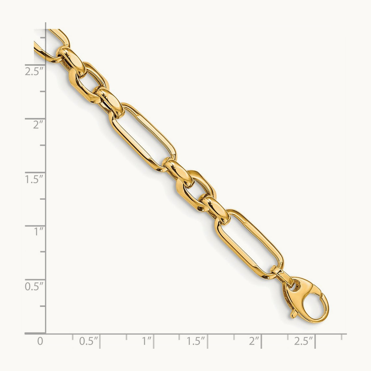 Polished Fancy Link Bracelet, 14K