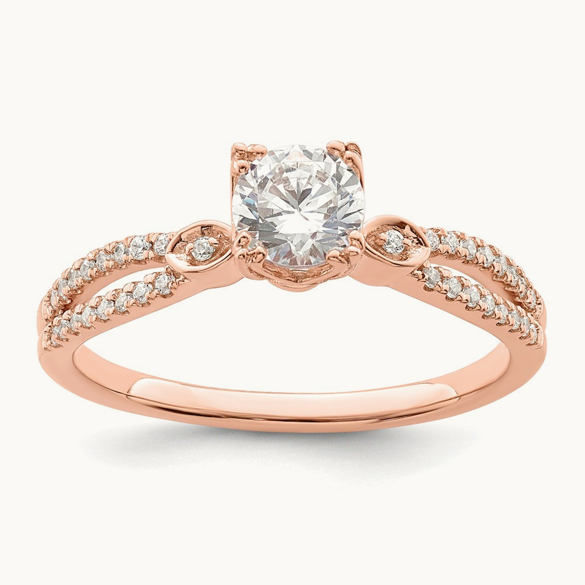 1/2ct Round Semi-Mount Engagement Dia Ring, 14K Rose Gold