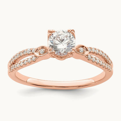 1/2ct Round Semi-Mount Engagement Dia Ring, 14K Rose Gold