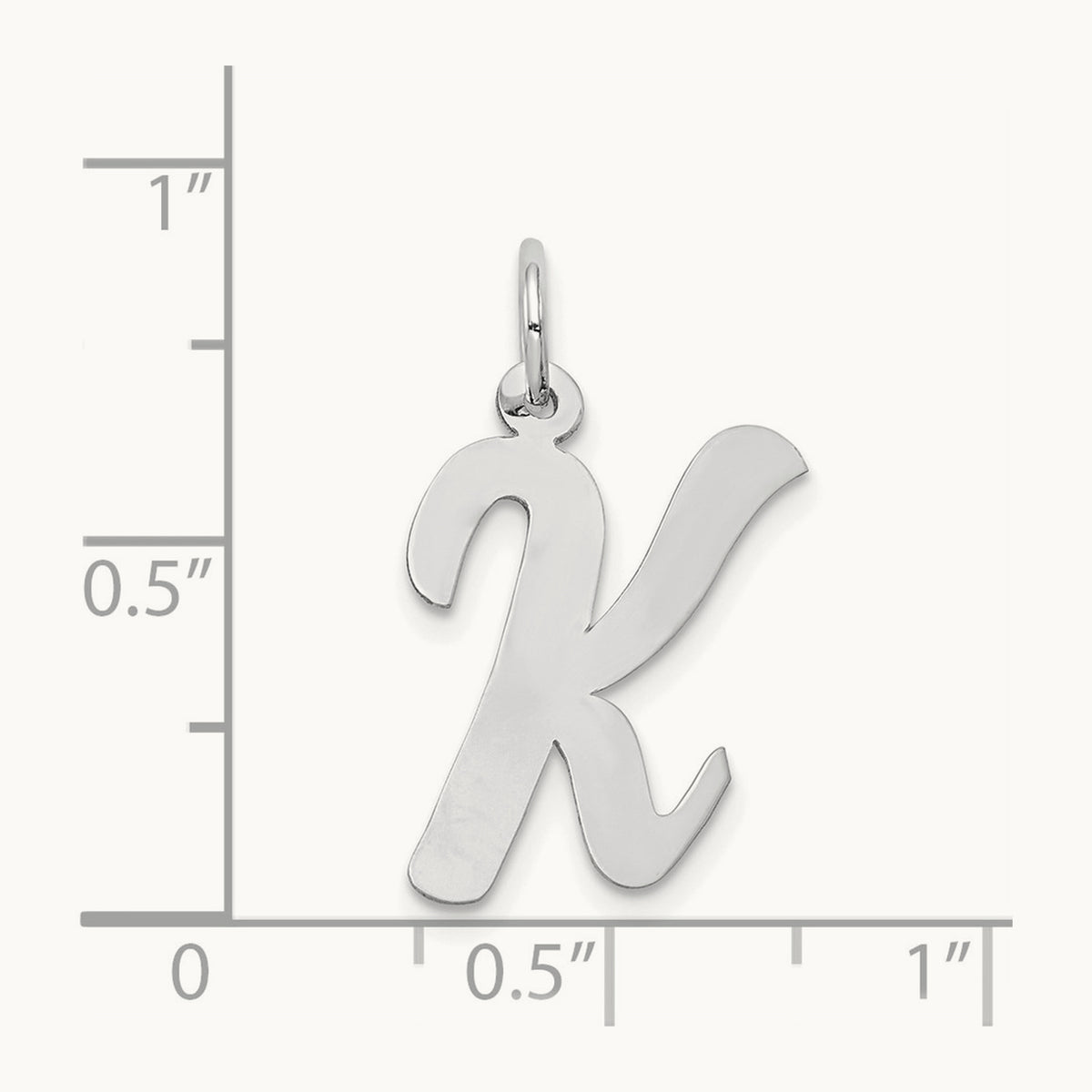 Large Script Initial Charm — 14K White Gold, K