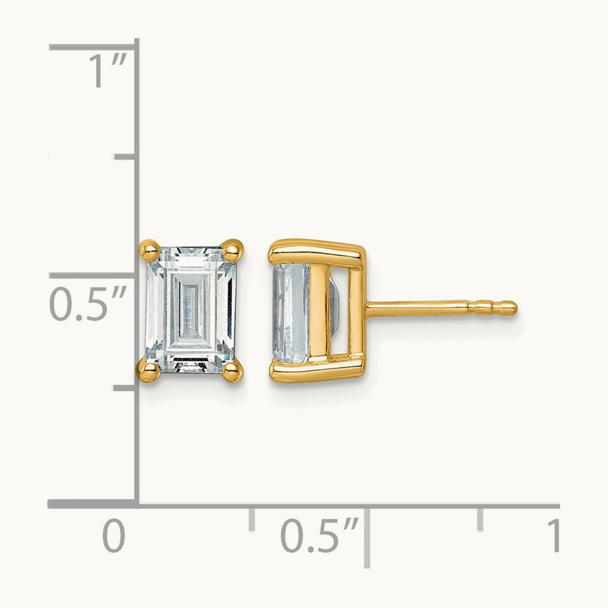 Emerald Four-Prong Stud Earrings, 0.50-6.00 ct tw Lab-Grown Diamond — 3 ct, 14K Yellow Gold