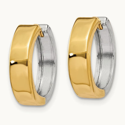 Hinged Hoop Earrings, 14K Two-tone