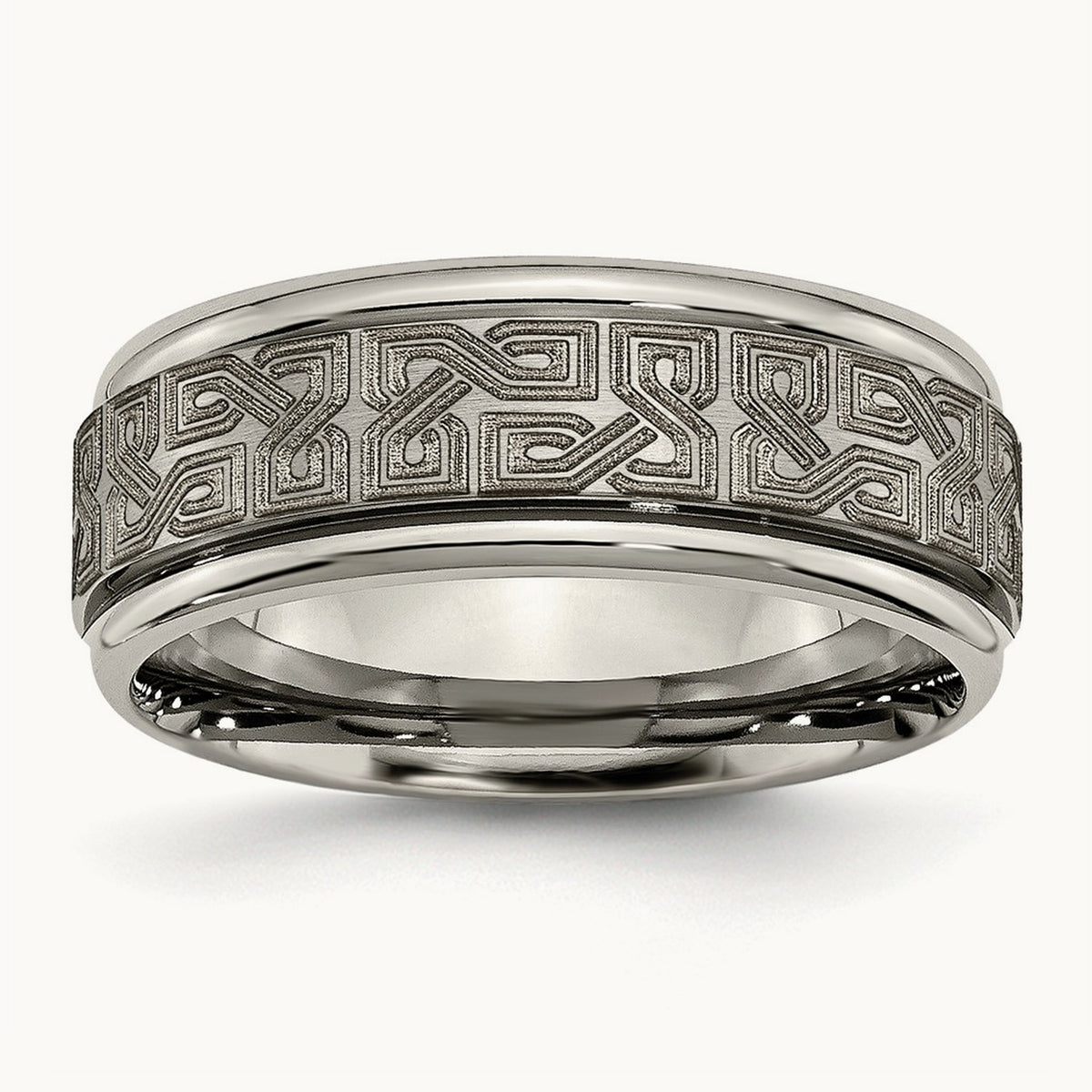Brushed & Polished Laser Design Ridged Edge Band — photo set