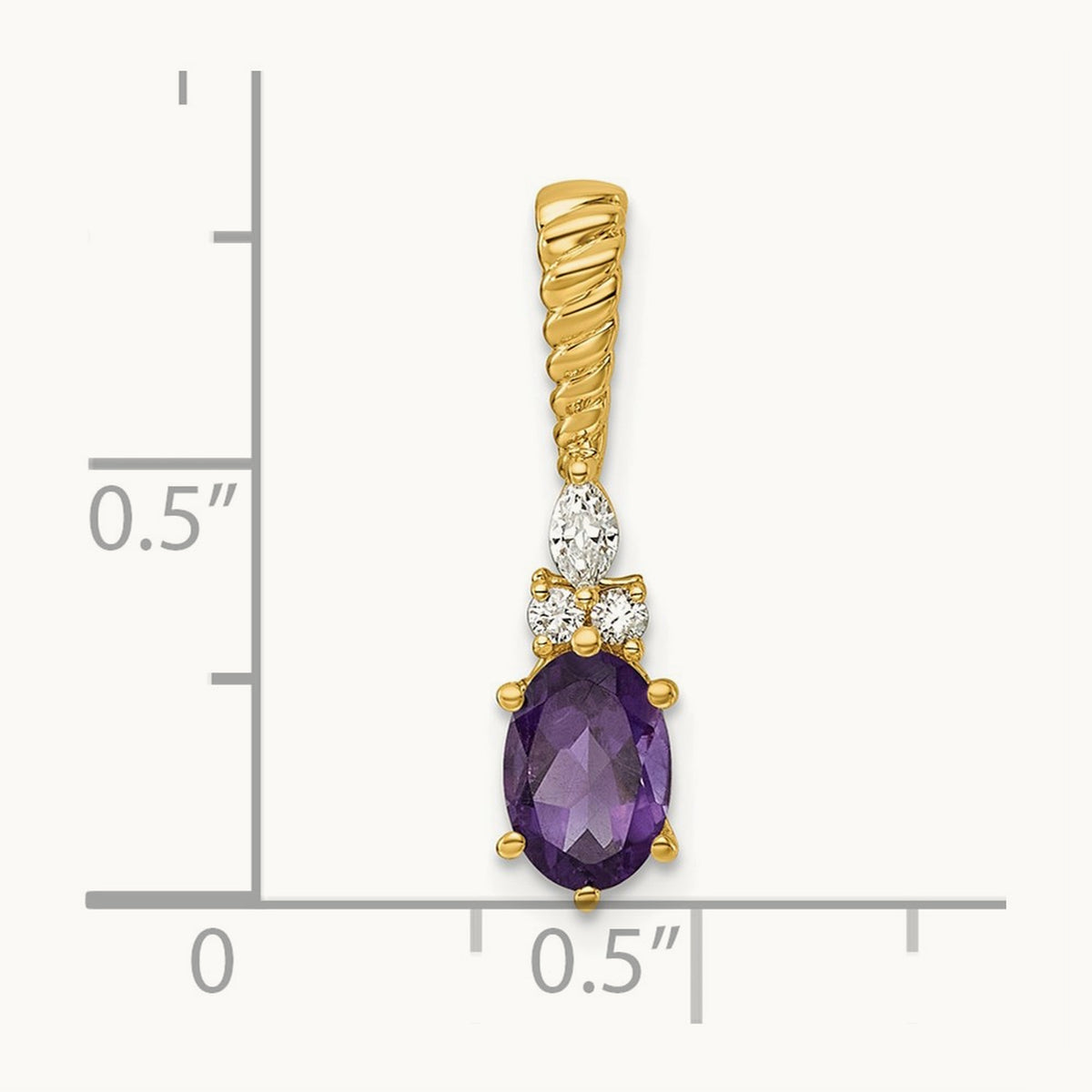 Polished Diamond and Amethyst Twisted Chain Slide — 14K Yellow Gold