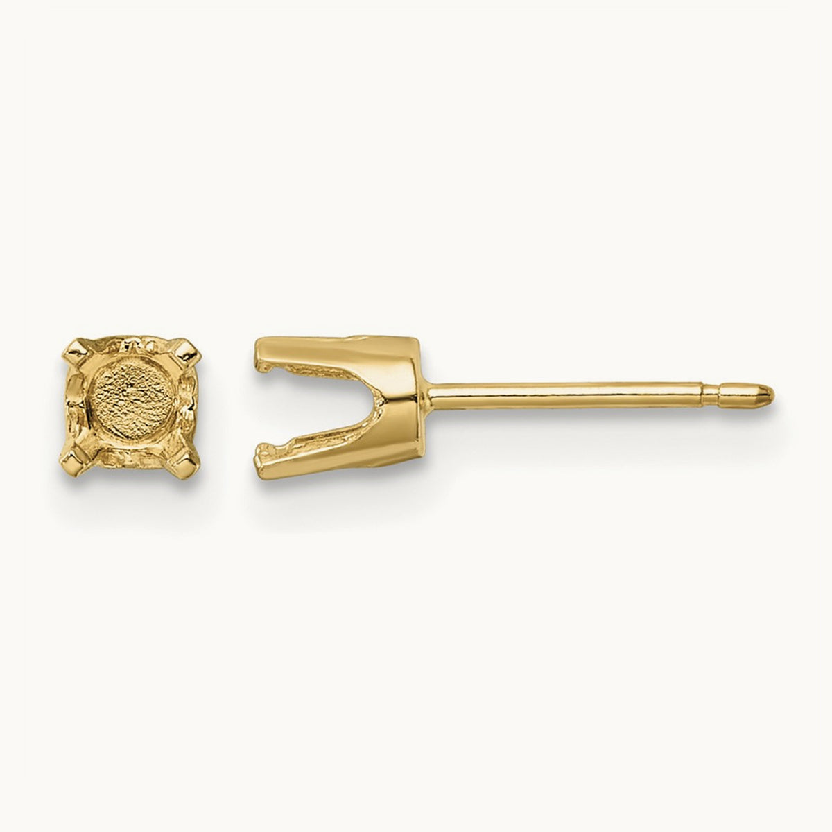 Setting: Round Stud Earring Mounting with backs — 14K Yellow Gold