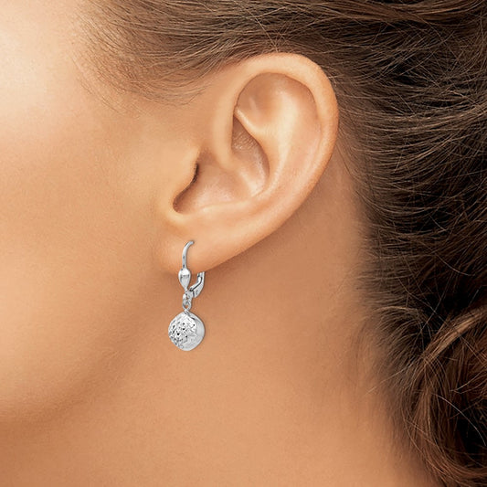 Polished Diamond-Cut Dangle Leverback Earrings — photo set