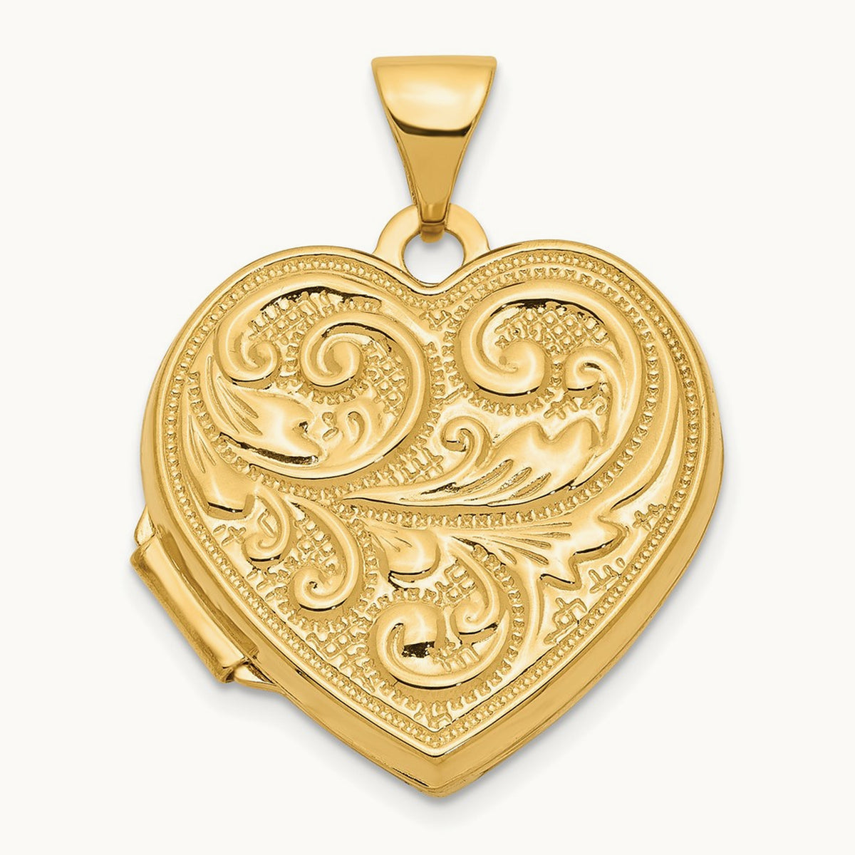 Scrolled LOVE YOU ALWAYS Heart Locket — 14K Yellow Gold, 24mm