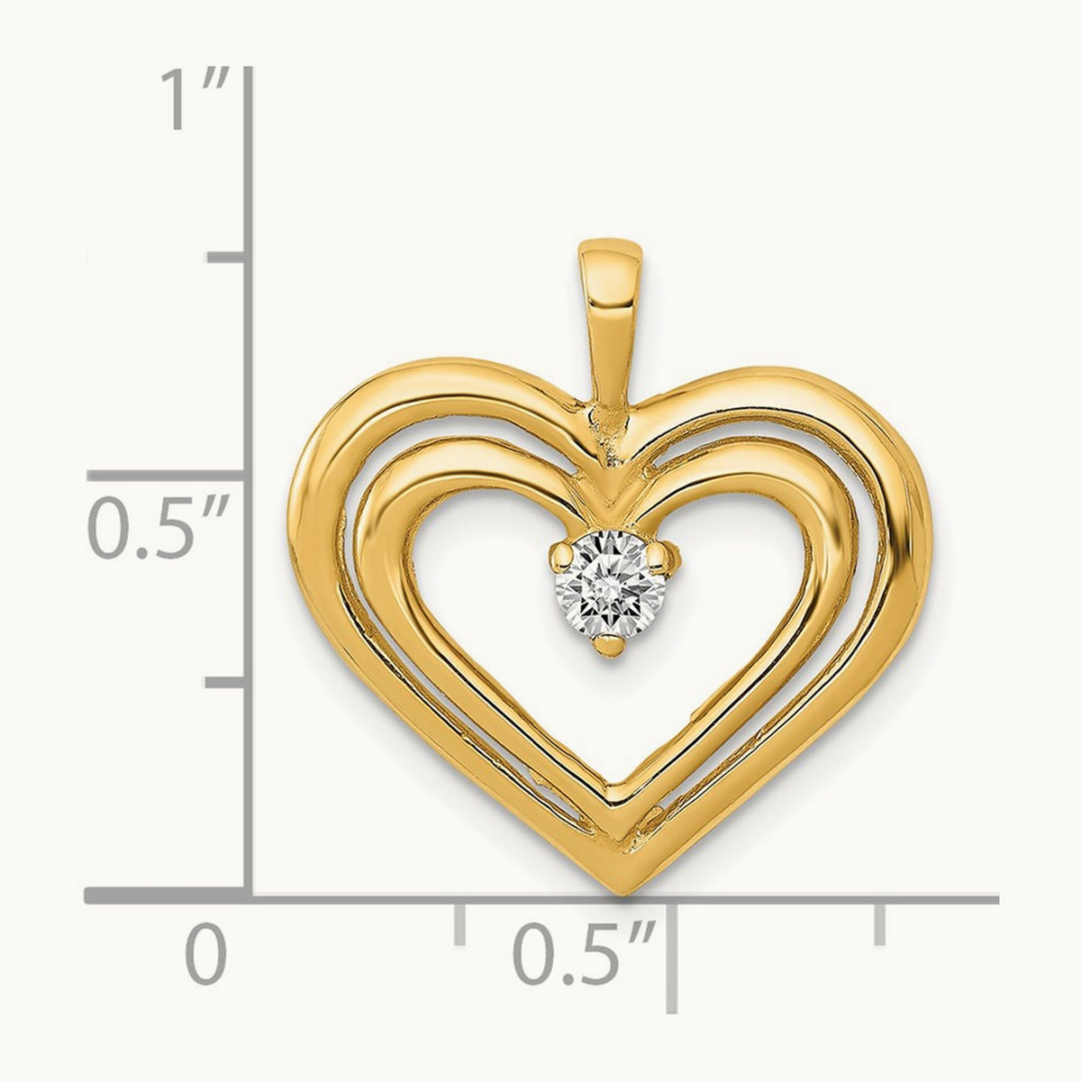 AA Diamond Double Heart Pendant, 14K