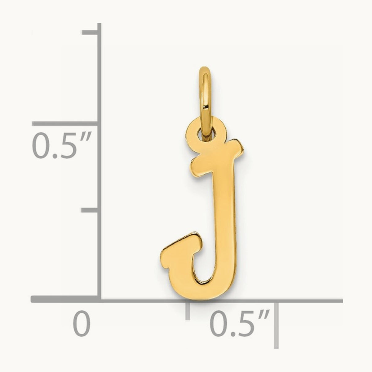 Small Script Letter J Initial Charm, 14K