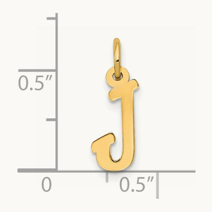 Small Script Letter J Initial Charm, 14K