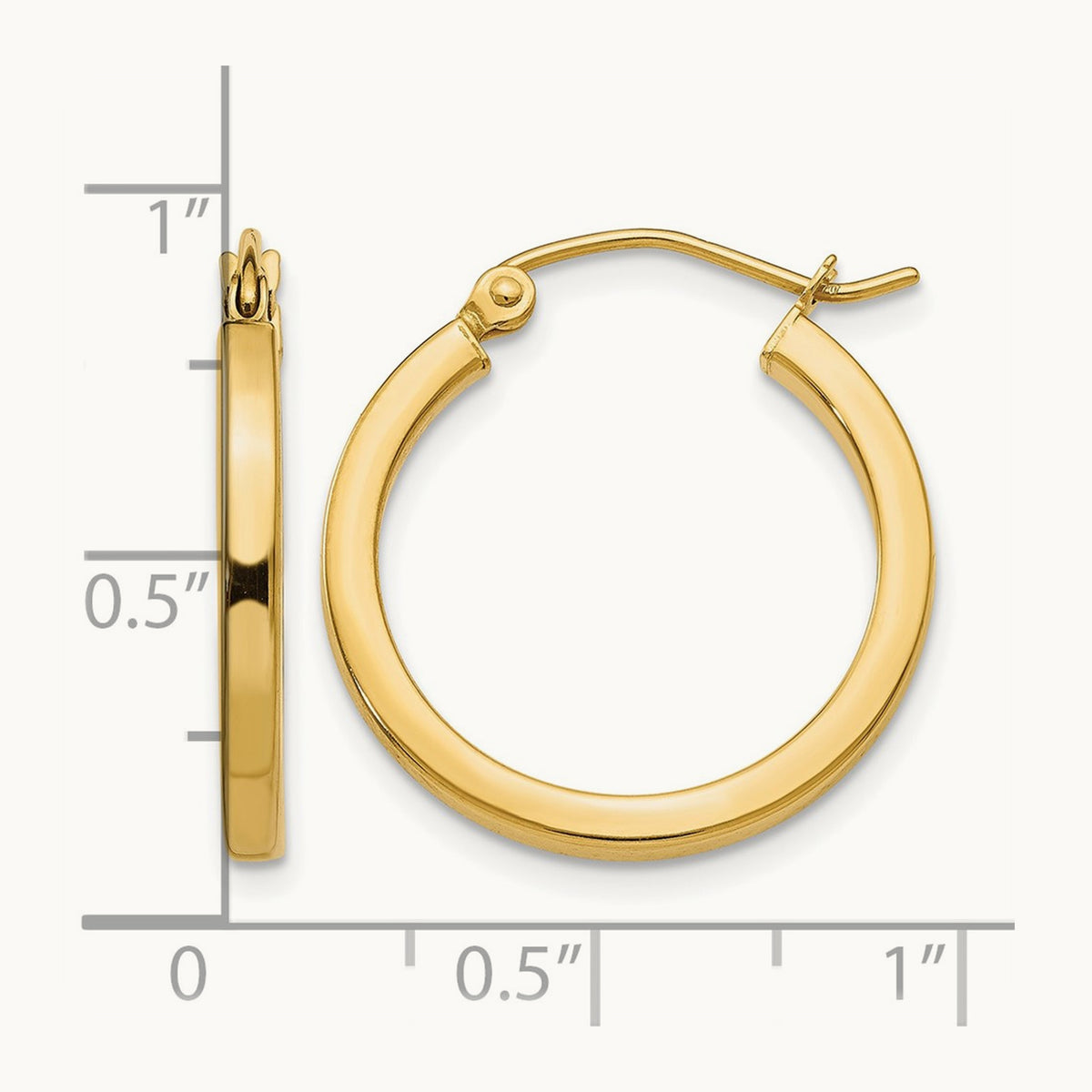 Square Tube Hoop Earrings — 14K Yellow Gold