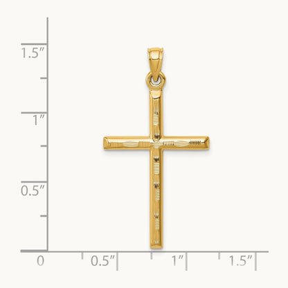 Hollow Diamond-cut Cross Pendant, 14K