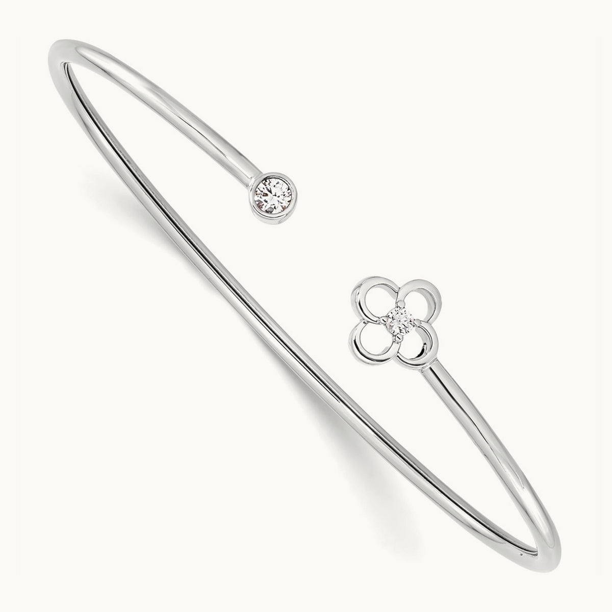 Floral Flexible Bangle, 0.15 ct tw Lab-Grown Diamond — 14K White Gold