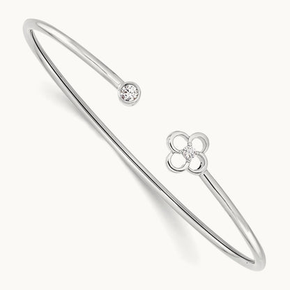 Floral Flexible Bangle, 0.15 ct tw Lab-Grown Diamond — 14K White Gold