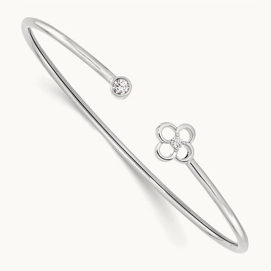 Floral Flexible Bangle, 0.15 ct tw Lab-Grown Diamond — 14K White Gold