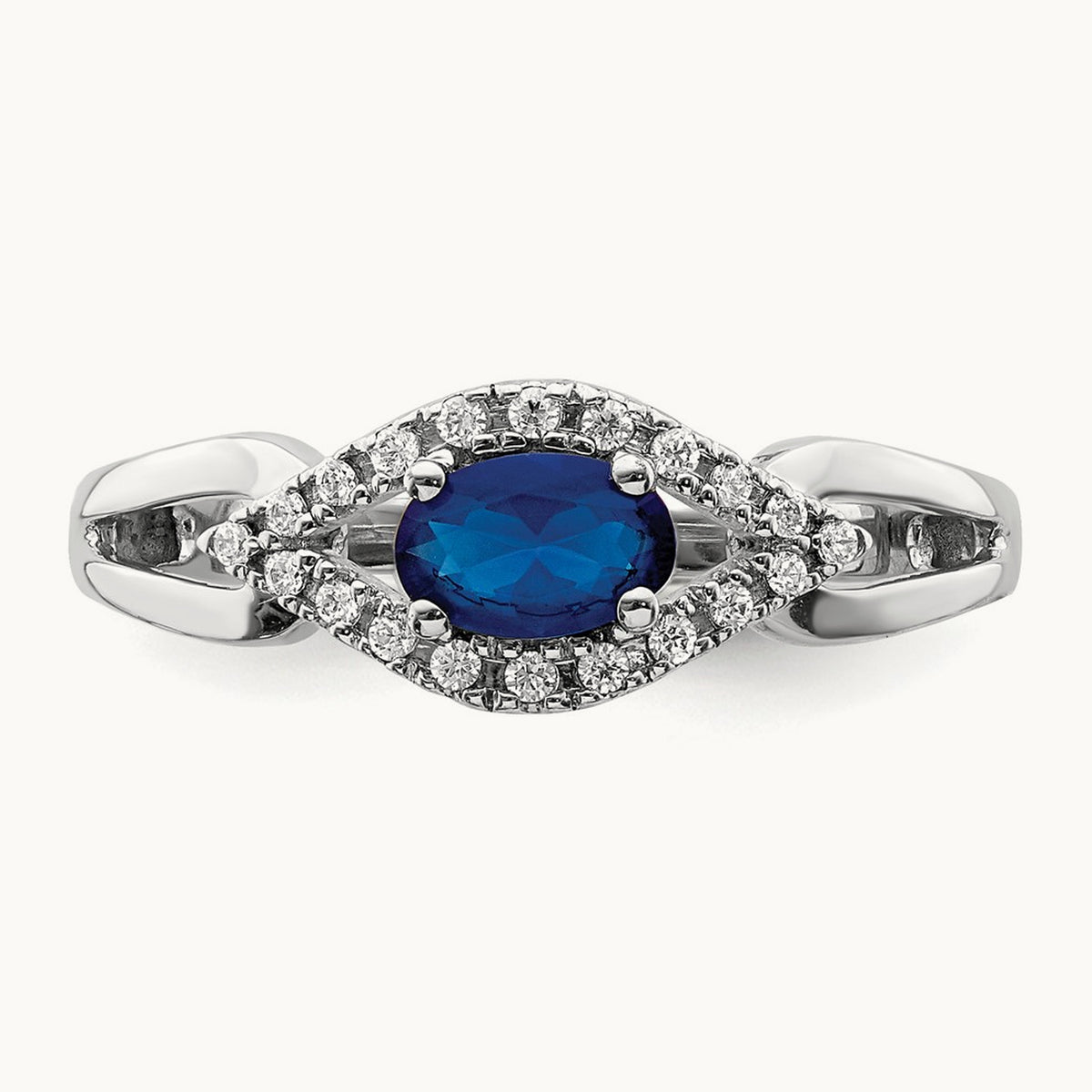 Lab-Grown Diamond and Sapphire Ring — 14K White Gold