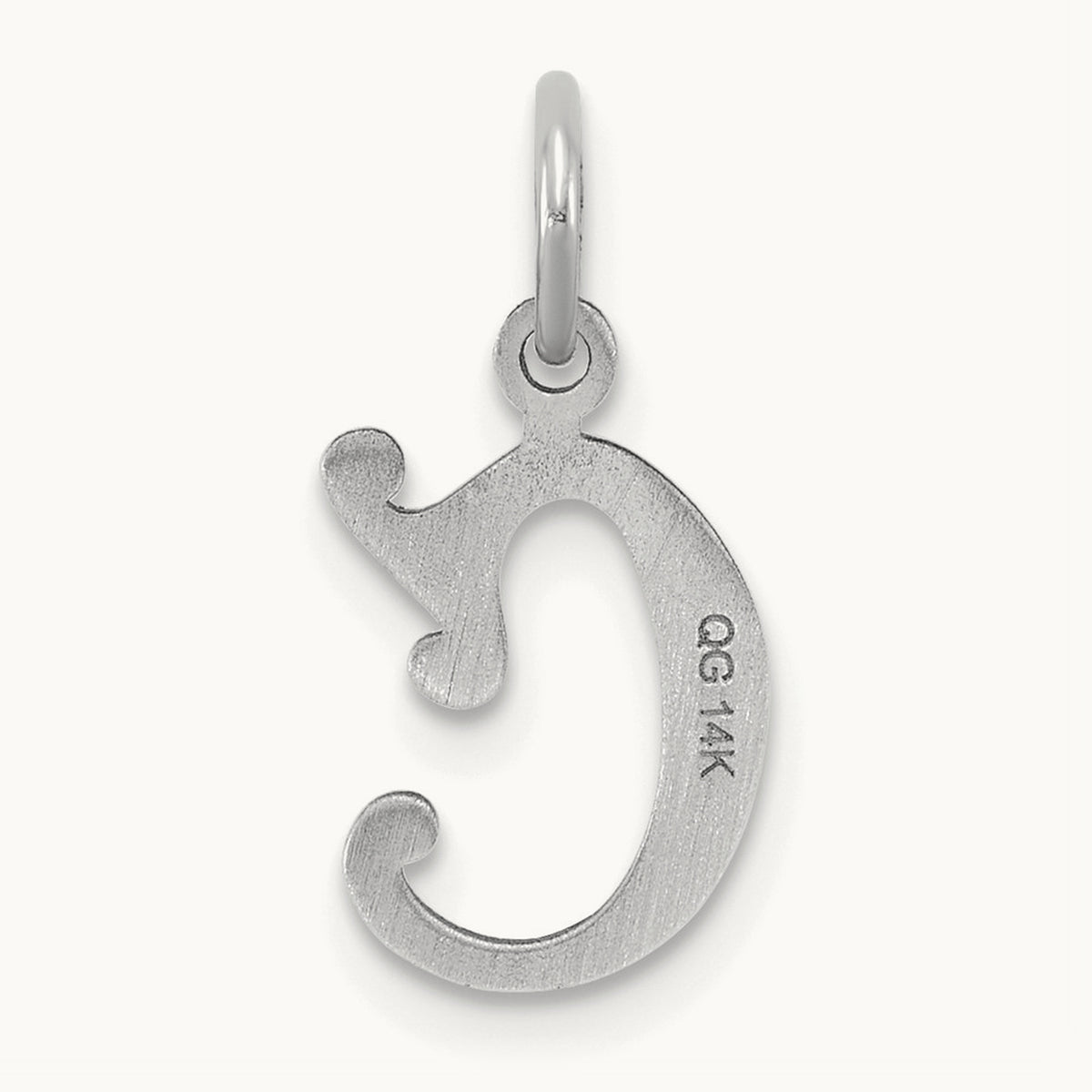 Diamond-cut Initial Charm — 14K White Gold, C