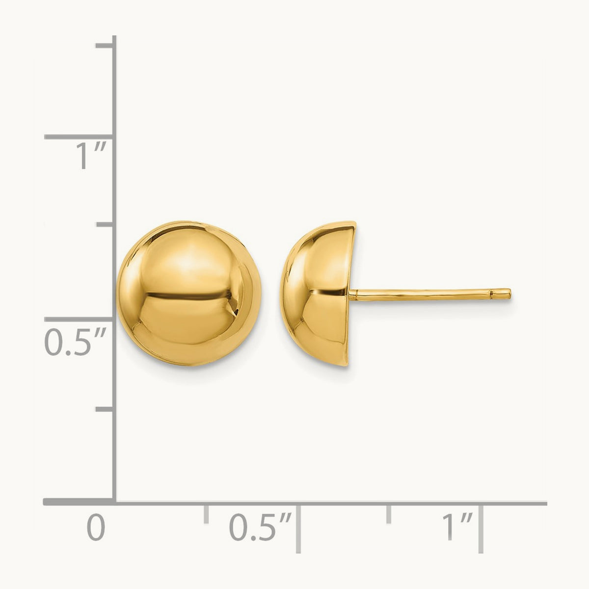 Polished Half Ball Post Earrings — 10mm