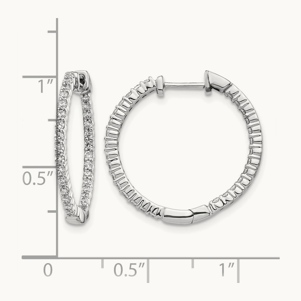In/Out Hoop Earrings, 0.50 ct tw Lab-Grown Diamond — 14K White Gold
