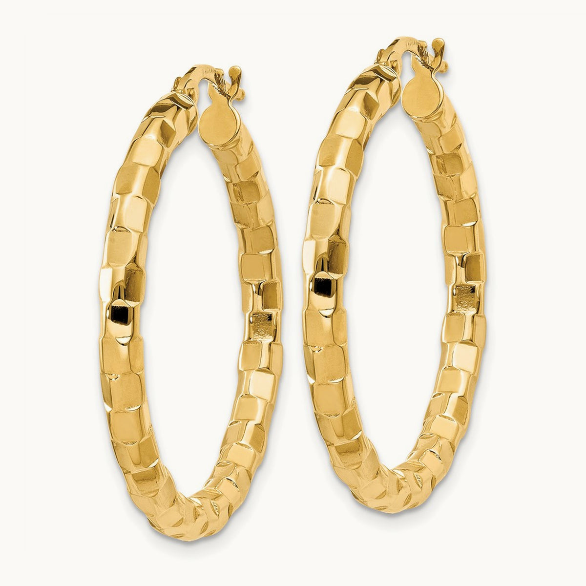 Polished/Textured Post Hoop Earring — 33mm