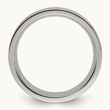 Polished w/Wood/Imt. Meteorite/Redstone Inlay Band, Stainless Steel
