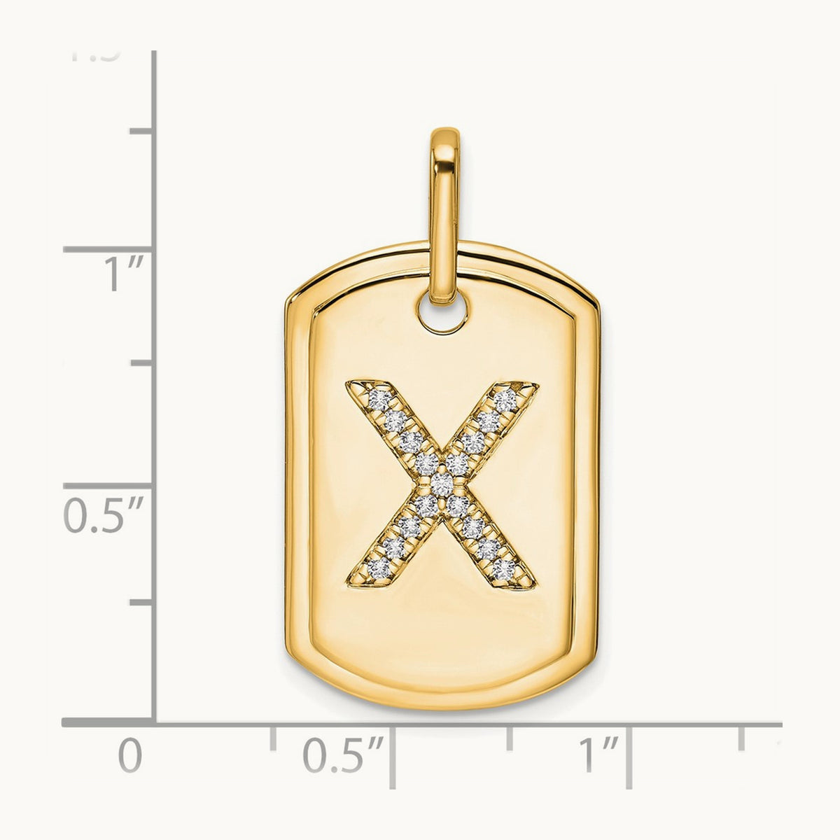 Diamond Dog Tag Charm — 14K Yellow Gold, X