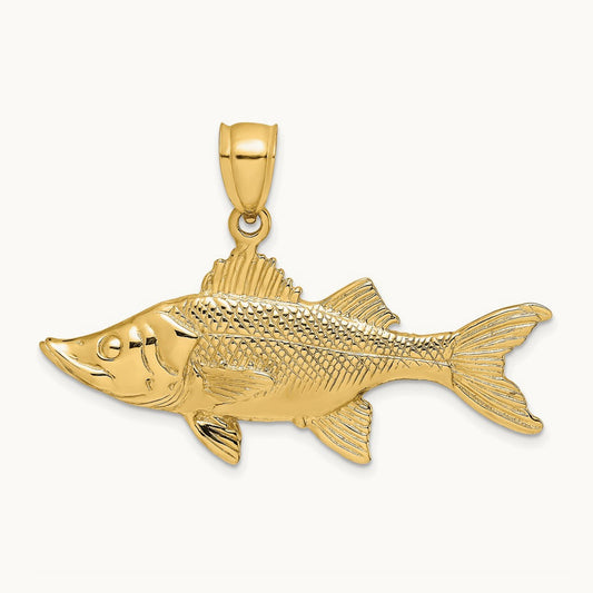 3-D Tarpon Fish Charm, 14K