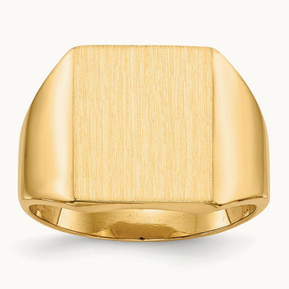 13.5x15. Closed Back Mens Signet Ring, 0mm, 14K
