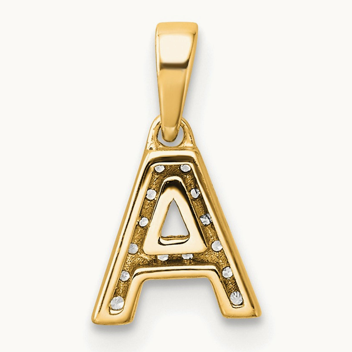 Diamond Initial with Bail Pendant — 14K Yellow Gold, A