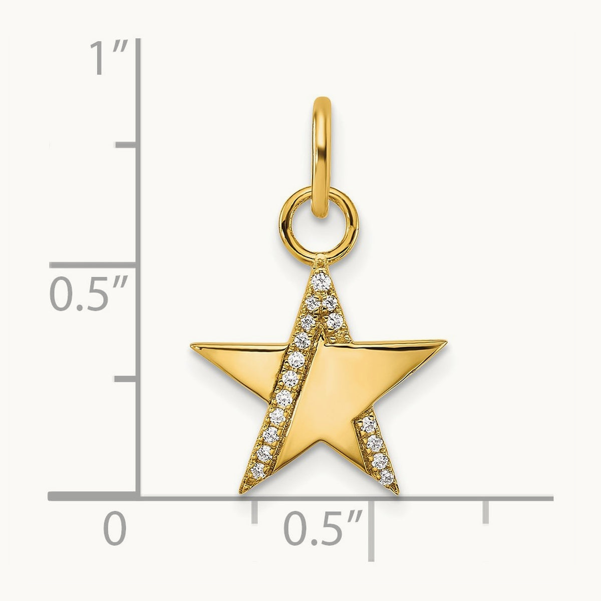 Polished Diamond Star Charm — 14K Yellow Gold