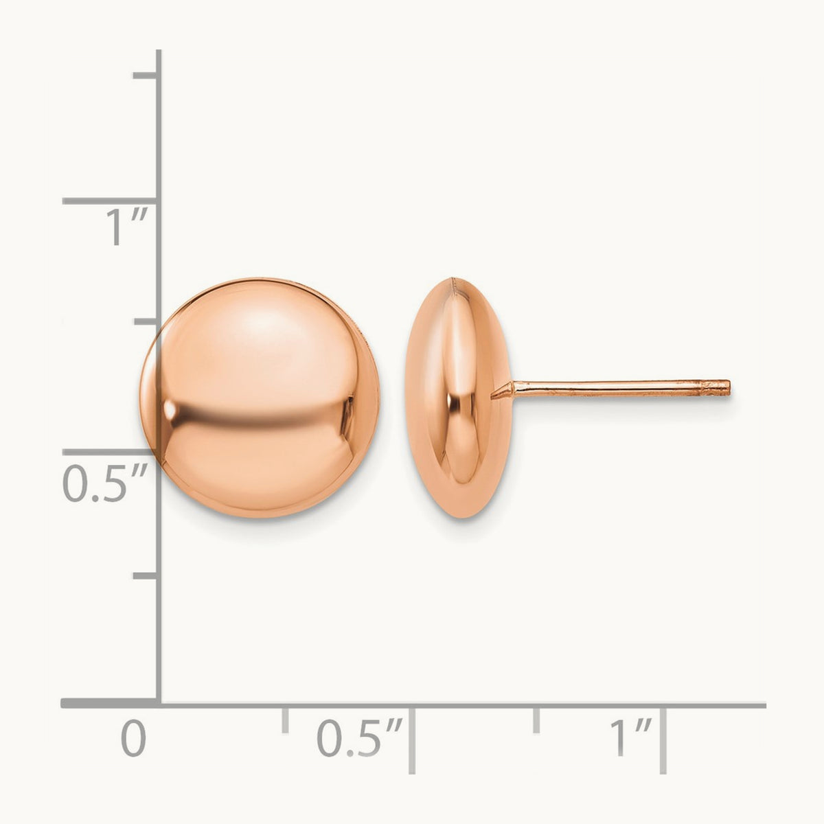 Polished Button Post Earrings — 14K Rose Gold, 12mm