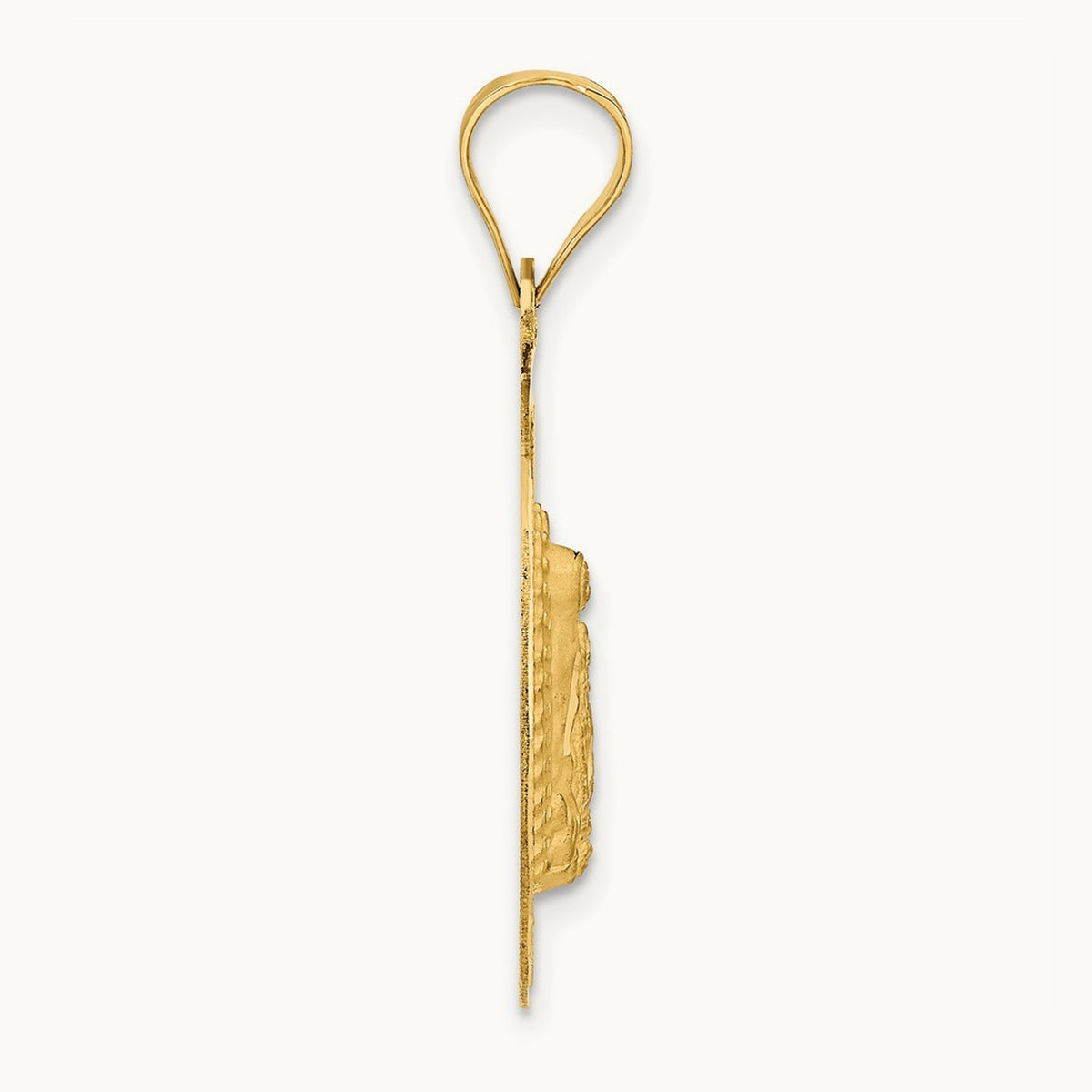 Polished Diamond-cut Lady Of Guadalupe Circle Pendant — 14K Yellow Gold, 33mm