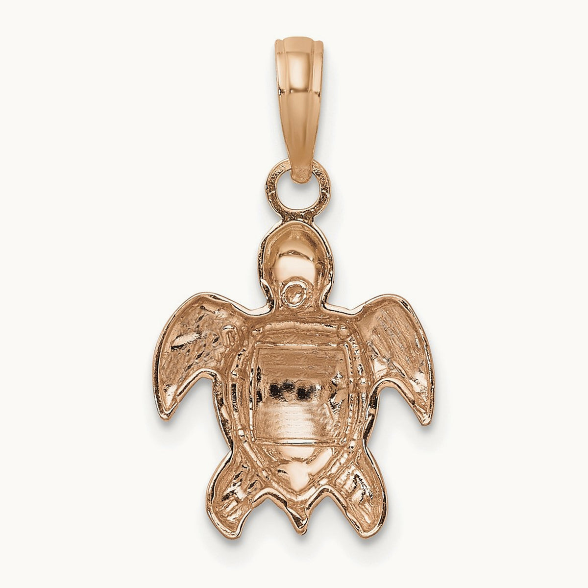 Textured Sea Turtle Charm — 14K Rose Gold, 14.75mm