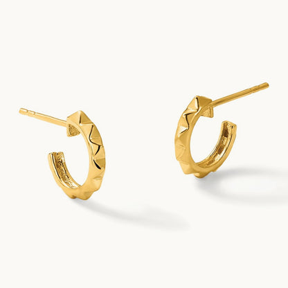 Polished Geometric C-Hoop Post Earrings, 14K — Leslie's