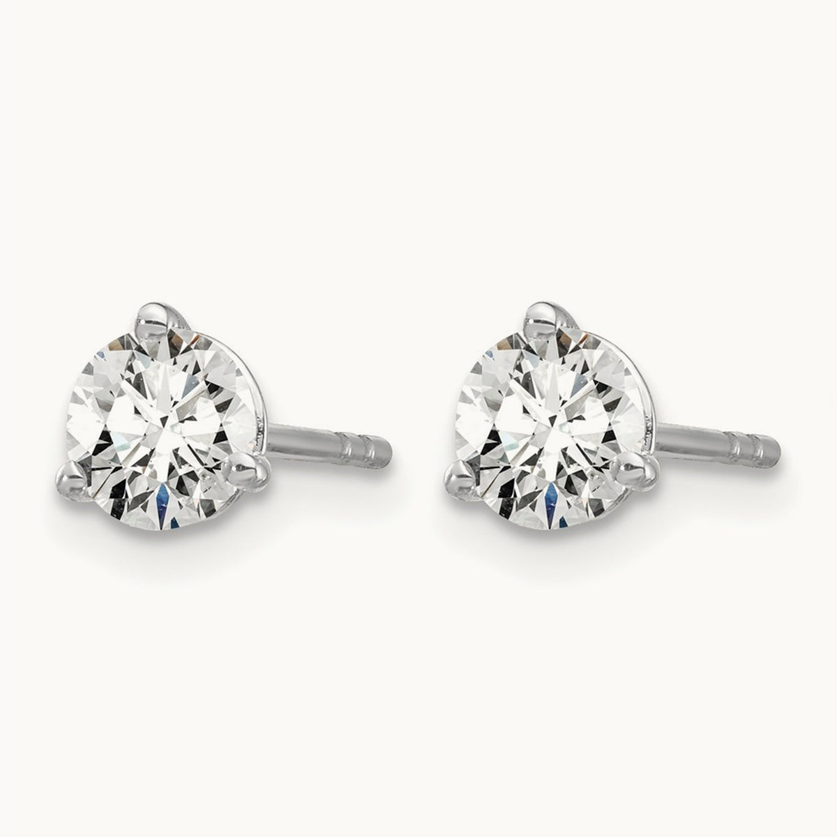 Round Stud Earrings, 0.10-6.00 ct tw Lab-Grown Diamond — 3/4 ct, 14K White Gold