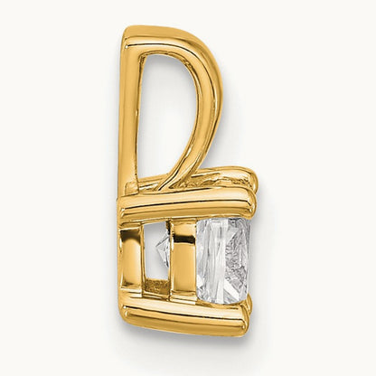 Cushion Four-Prong Pendant, 1/2-5 ct Lab-Grown Diamond — 14K Yellow Gold